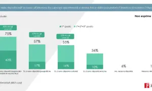 Grafico a barre mostra percezione disparità istruzione. La sentenza 215 del 1987 è un riferimento storico.
