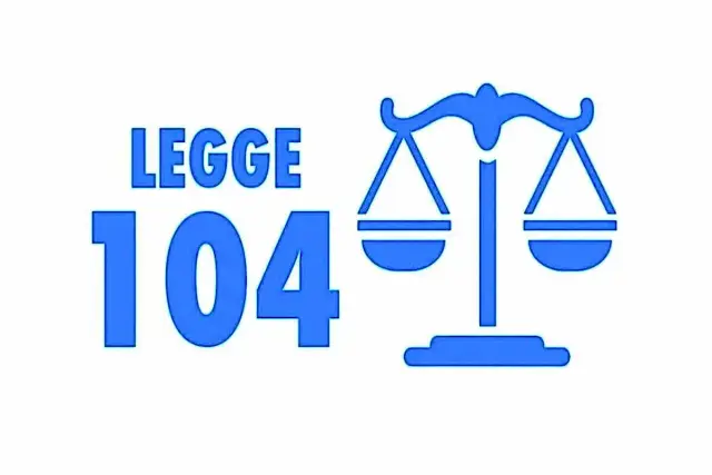 Legge 104: bilancia della giustizia blu. Informazioni sul modulo esenzione canone RAI per invalidi.